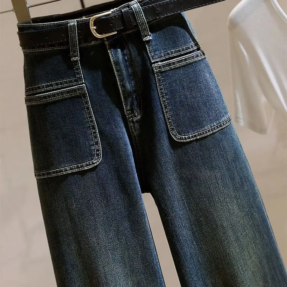 Jean Denim à Jambes Larges avec Poches pour Femme et Fille Pantalon de Cowboy Baggy, Vêtements de Style Ins, Y2k