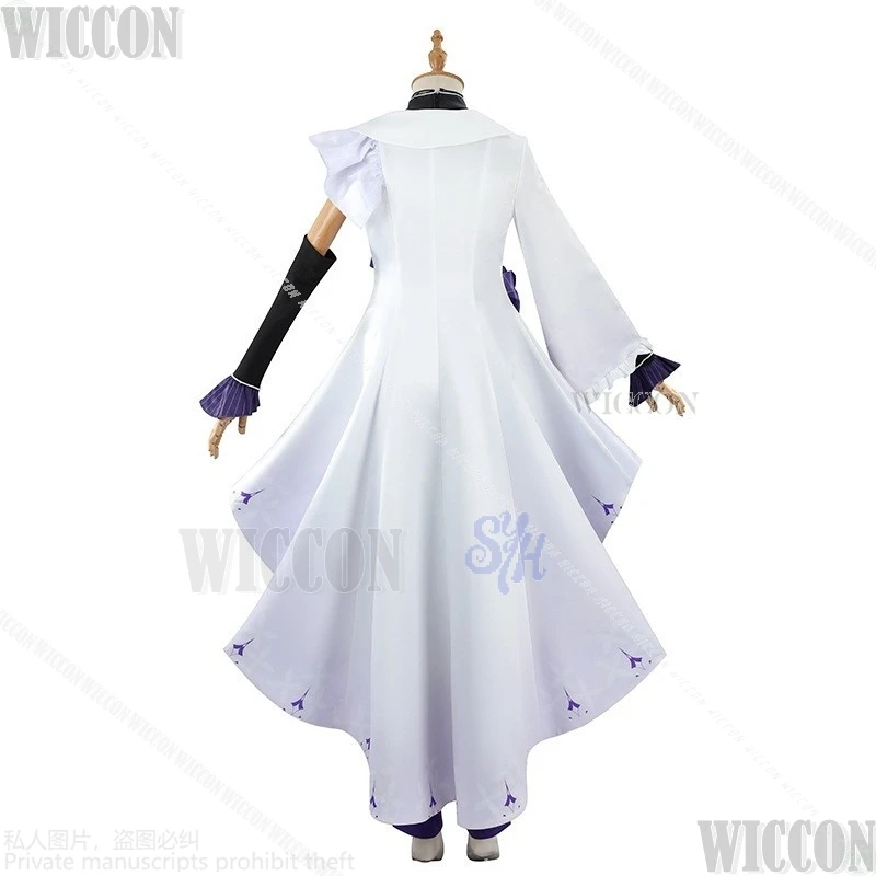 Anime Game Nu: Carnaval Cosplay Kuya Kostuum Sexy Goochelaar Uniform Wit Magisch Gewaad Grote Hoed Broek Lange Pruiken Halloween Party Cos