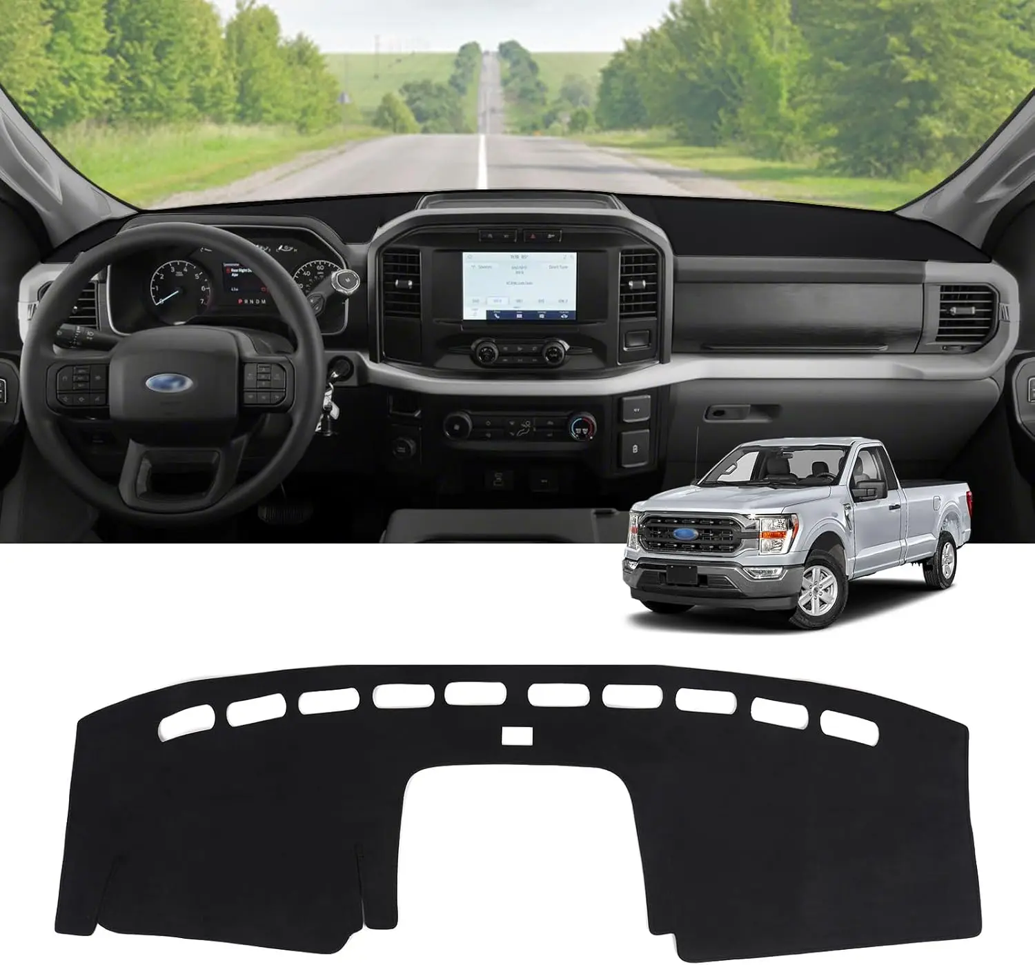 

Dash Cover for Ford F150 2021 2022 2023 2024 2025 Accessories Flannel Dashboard Cover Dash Mat Center Console Cover Sunshield Pr