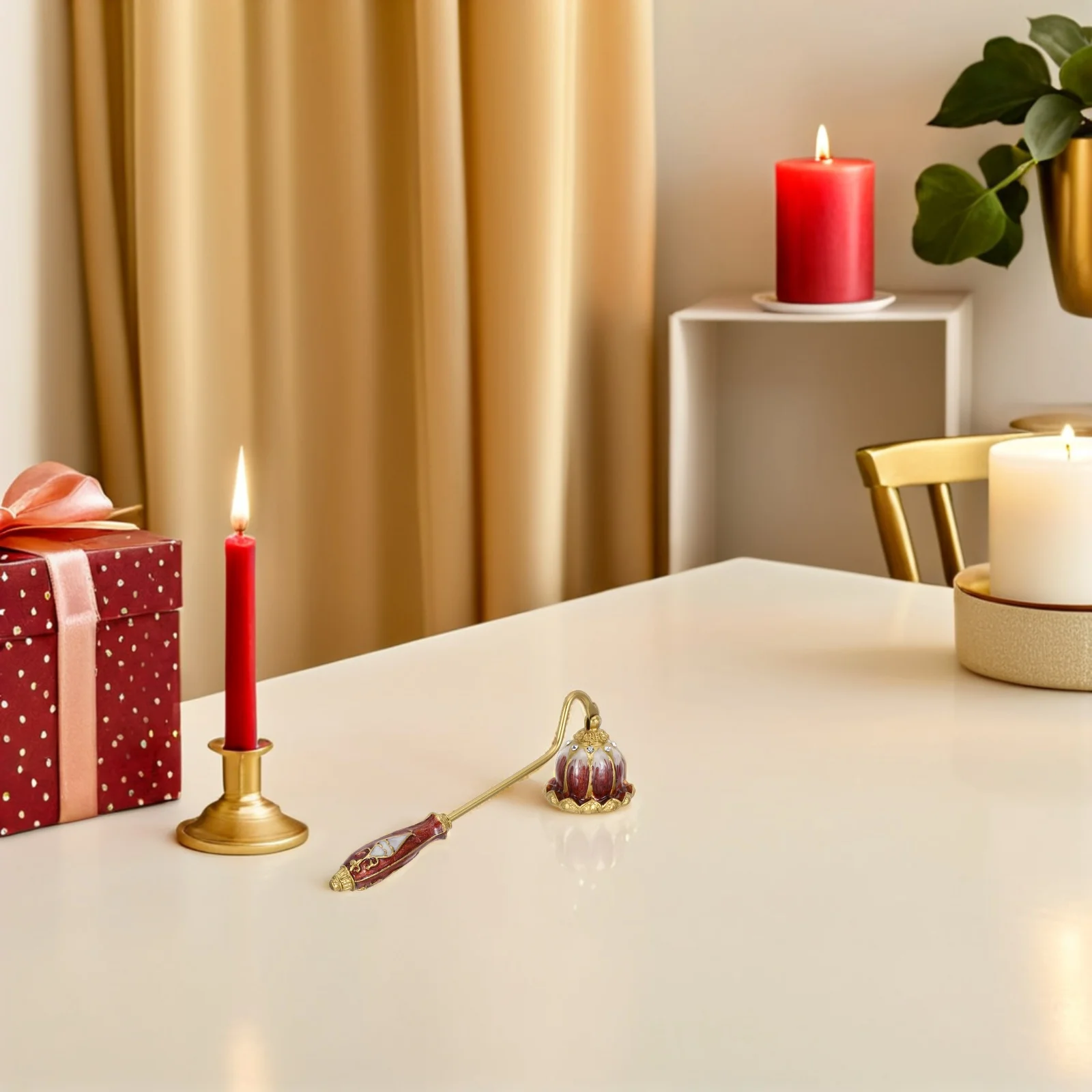 

Vintage Lotus Metal Snuffer Retro Wick Extinguisher Long Handle Tool for Yoga Reading Spaces