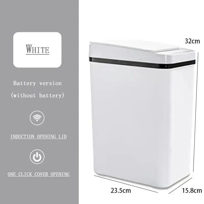 Intelligent Induction Trash Can 12L Touch Type Suitable For Kitchen Toilet Bathroom Living Room Indoor Garbage Bin