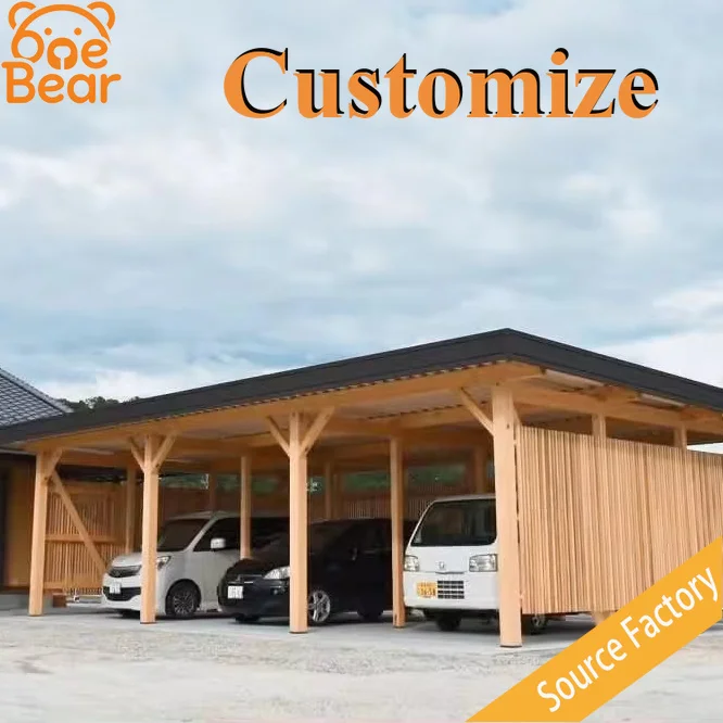 

Thick Solid Wood Car Canopy Weatherproof Wooden Carport Outdoor Residential Parking Tent Custom Made Household Car Shelter