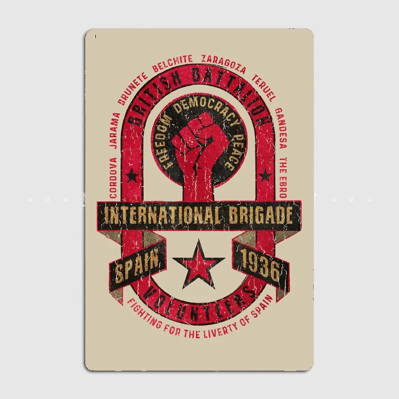 British Battalion - International Brigade Poster Metal Tin Sign Truck Indoor and Outdoor Home Bar Coffee Kitchen Wall Decoration