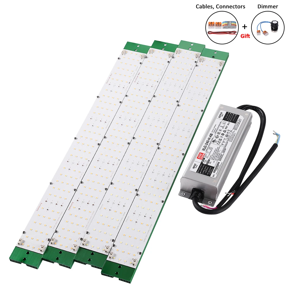 4 Pieces 60W Samsung LM301H Quantum led Grow light Bars Full Spectrum 3000K-6500K Dimmable Meanwell 240W Driver XLG-240-H-AB