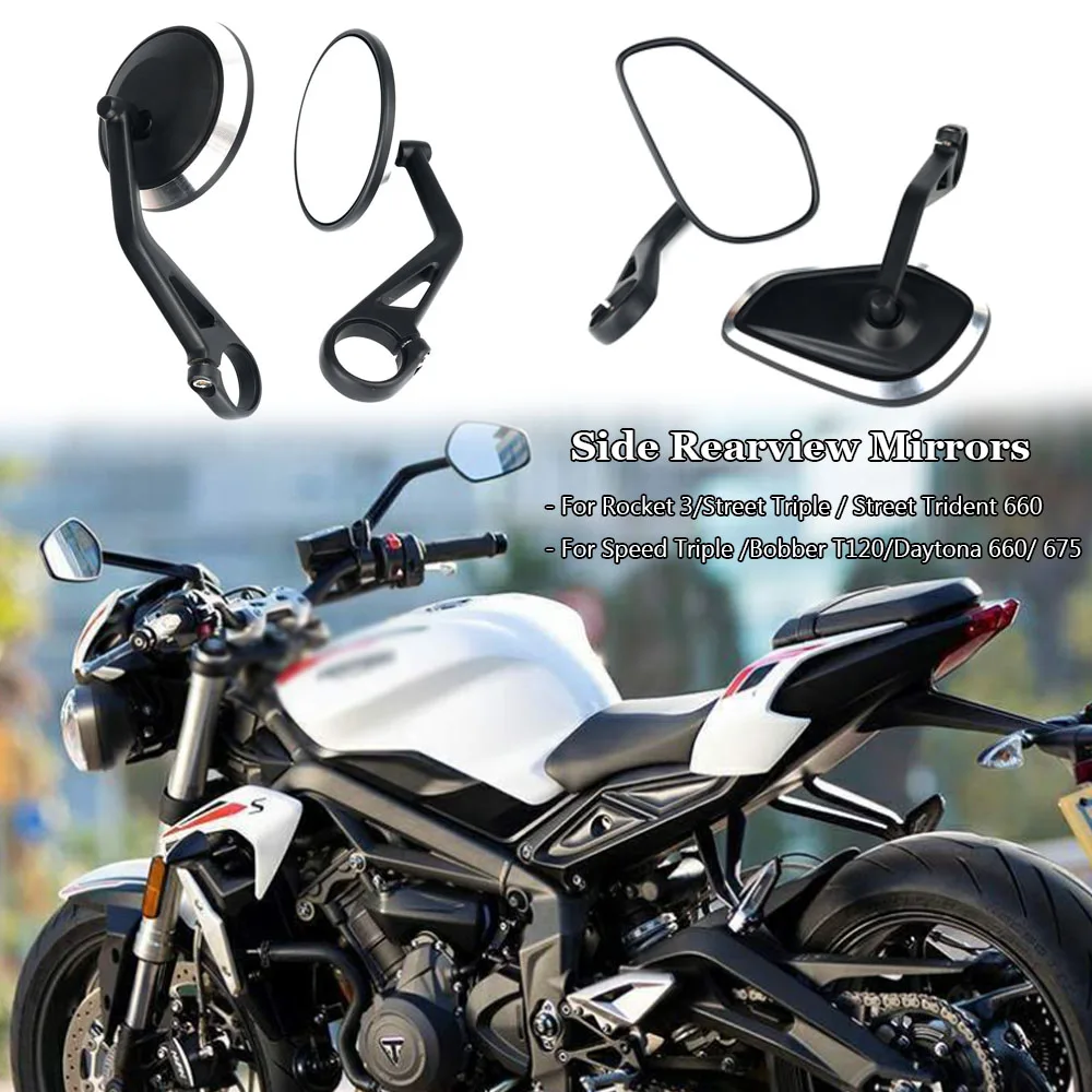 For Street Triple 765 R S Street Trident 660 Bobber T120 Daytona 660 675 Handlebar Rearview Mirrors For Speed Triple 1200 RS RR