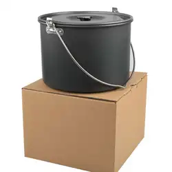 8L Large Capacity Camping Hanging Pot Outdoor Picnic Cooking Aluminum Alloy Cookware For 6-10 Persons