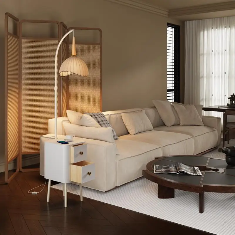 Modern Luxury Nightstands Drawers White Nordic Minimalist Floor Lamp Storage Box Organizers Table De Chevet Bedroom Furniture