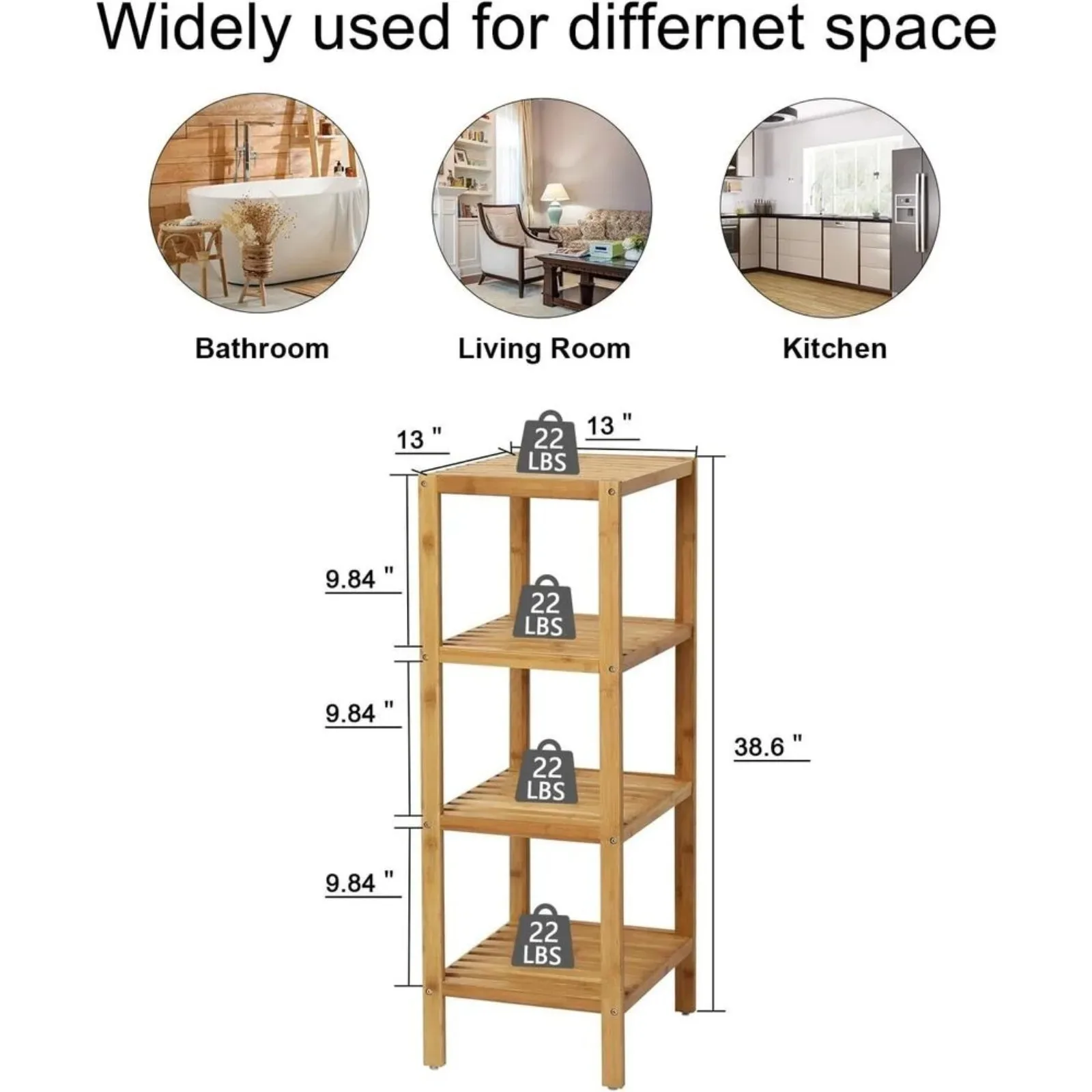 US Bamboo bathroom rack set of 2, 4-storey rack corner rack storage rack-