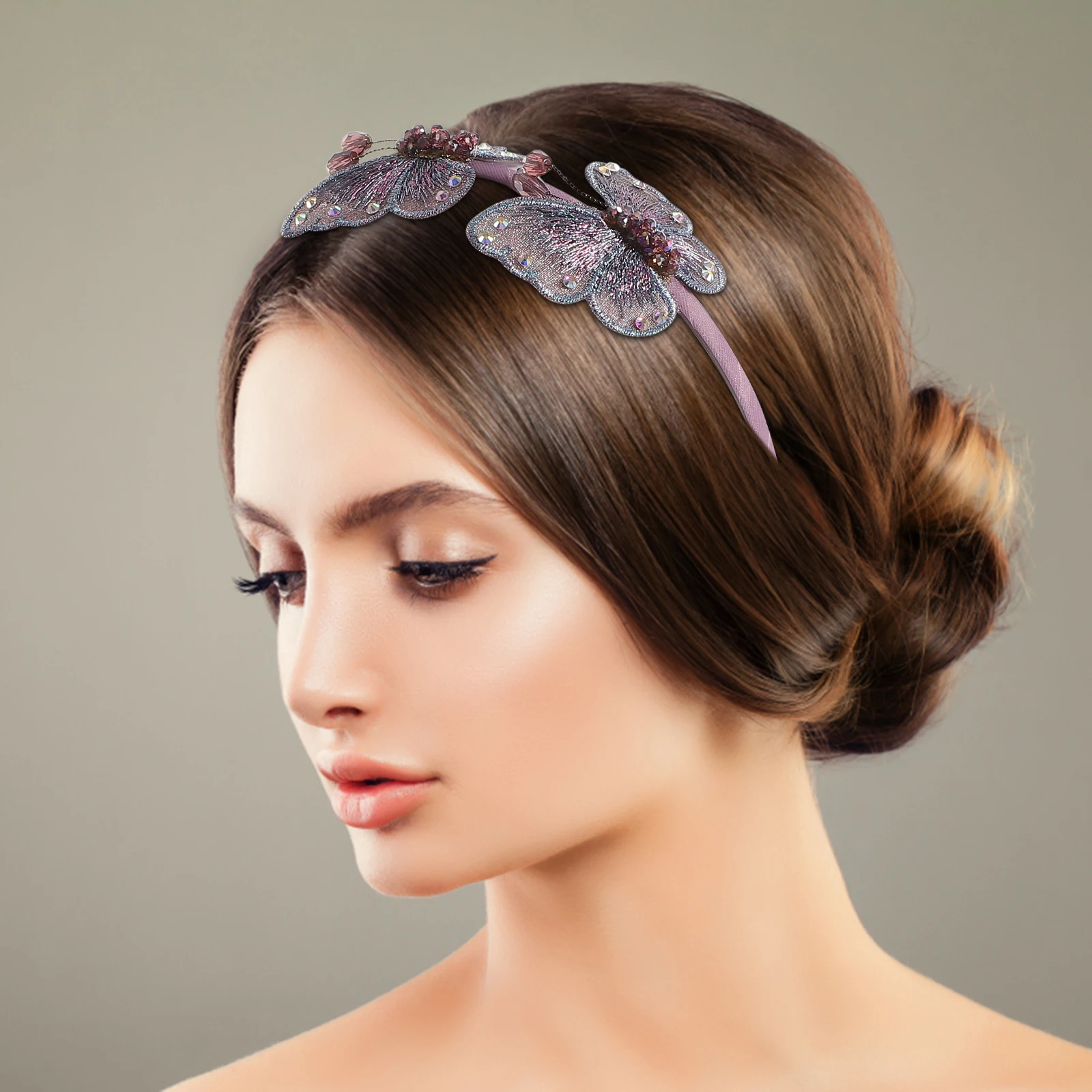 

Butterfly Hair Clip Headband Women Girls Party Cosplay Costume Accessory Decorative Purple Lightweight Non Slip Elegant Design