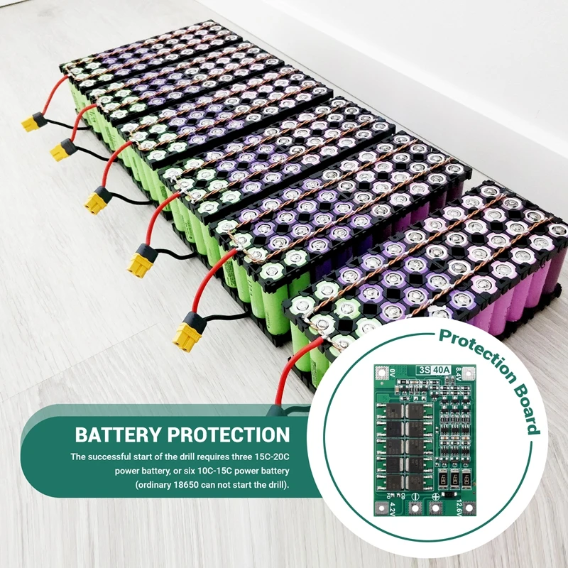 2PCS 3S 40A For Screwdriver 12V Li-Ion 18650 Bms Battery Protection Board Pcm With Balance Liion Battery Cell Module