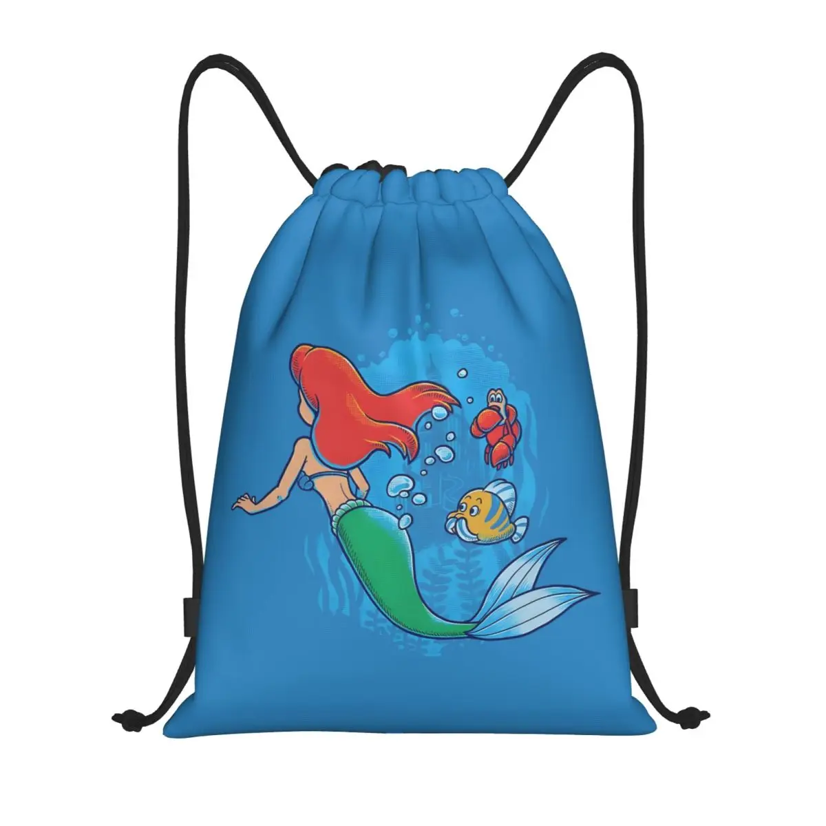 

Custom The Little Mermaid Drawstring Backpack Women Men Gym Sport Sackpack Portable Little Mermaid Training Bag Sack