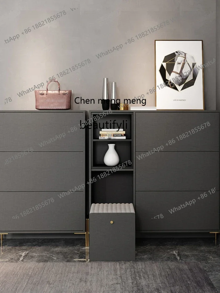 LHY26 ss HJ Ultra-Thin Shoe Cabinet Shoe Changing Stool Space-Saving Living Room Tilting-Style Door Narrow Simple