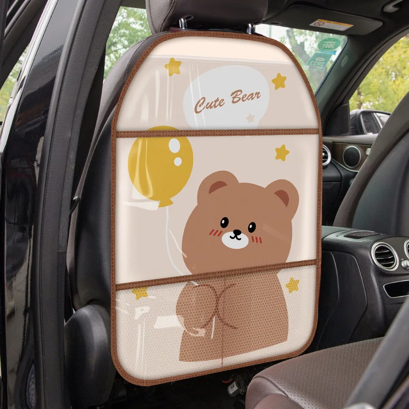 Car Back Seat Cover for Kid Waterproof Car Seat Back Protector for Child Kicking Cartoon Car Anti Kick Pad for Kids Stowing Tidy