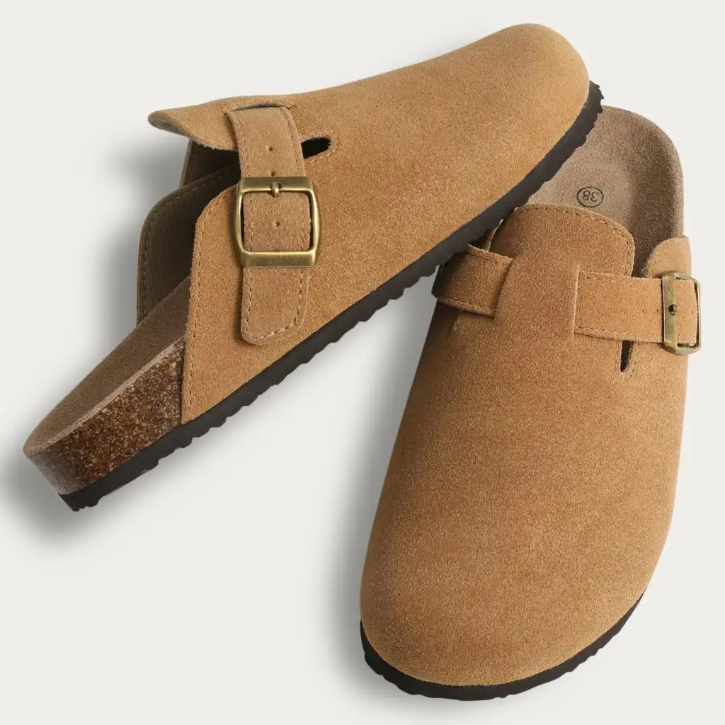 Shevalues Wildleder-Clogs für Damen und Herren, Sommer-Kork-Mules, Weiche Fußbett-Sandalen mit Fußgewölbestütze, Neue Freizeitmode, Echte Clogs – Detail 20