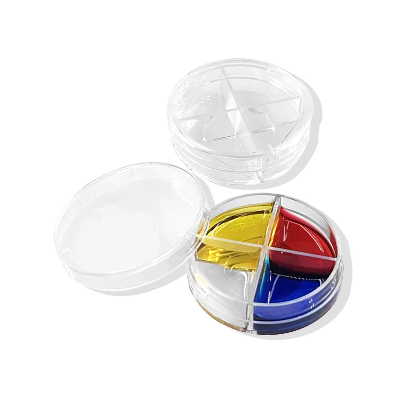 Petri Bacterial Culture Dish, 4-Quarter Grid, PS Plastic, Descartável, Estéril, Poliestireno, Química de Laboratório, 90mm, 10 peças