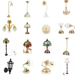 Lámpara de mesa de casa de muñecas en miniatura, Mini lámpara de pared brillante, accesorios de decoración, muebles de casa de muñecas, Juguetes