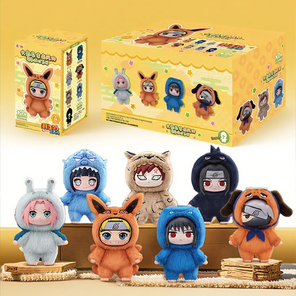 Caja ciega de la serie de fiesta de bestia bonita de viento de Naruto auténtico, figura de juguete de moda, adornos de muñecos de peluche, regalo de cumpleaños para niño