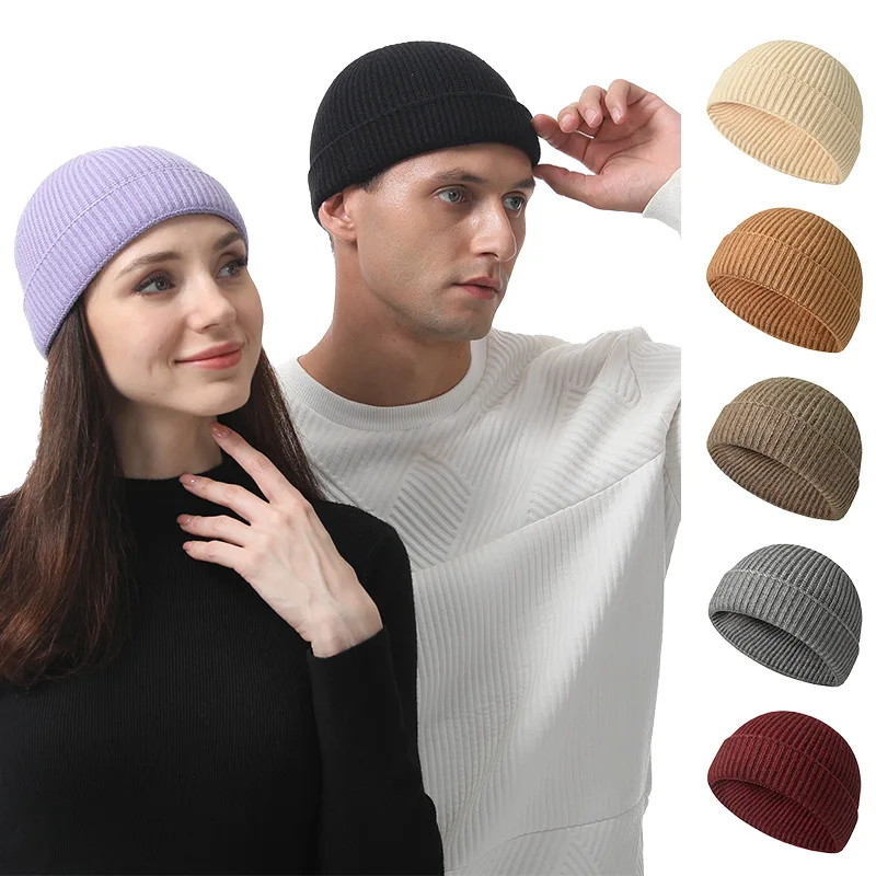 

Seamless Knitted Beanie Double Fold Winter Warm Unisex Skully Cap Yachting Style Hipster Cold Weather Hat