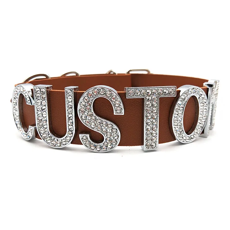Punk Wide Brown PU Leather Belt Custom Choker Letters Necklace Women Men Goth Buckle Collar Chocker Sexy Cosplay Party Jewelry