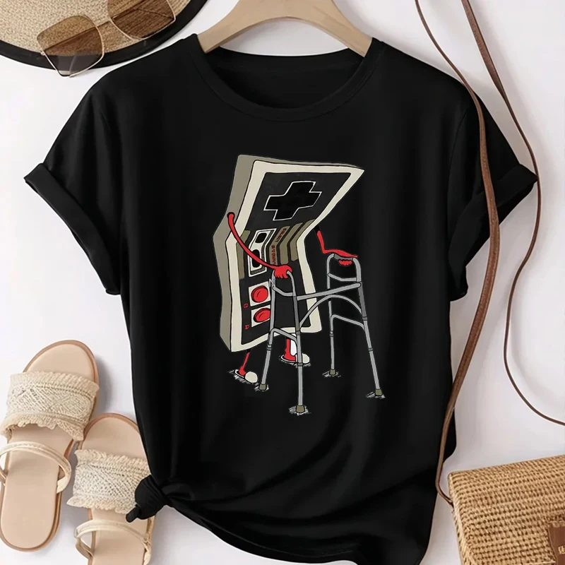Old School Video Game Women Clothes T Shirt Arcade 80s Designer Graphic T-Shirts Streetwear Vintage Tees Oversize Streetwea