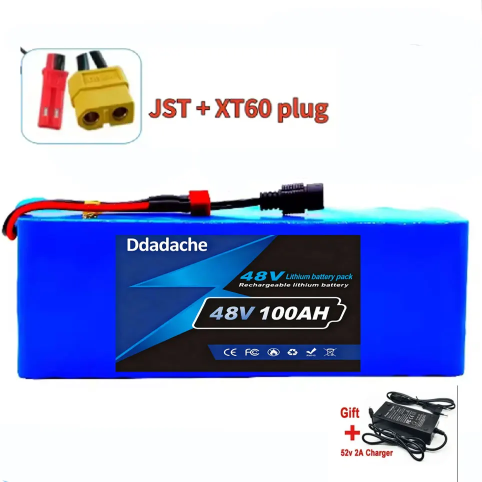 48V 100Ah Lithium-ion 13S3P Batterijpakket 100000mAh met 250W 350W 500W 750W 1000W BMS voor 54.6V E-bike Elektrische Fiets Scooter