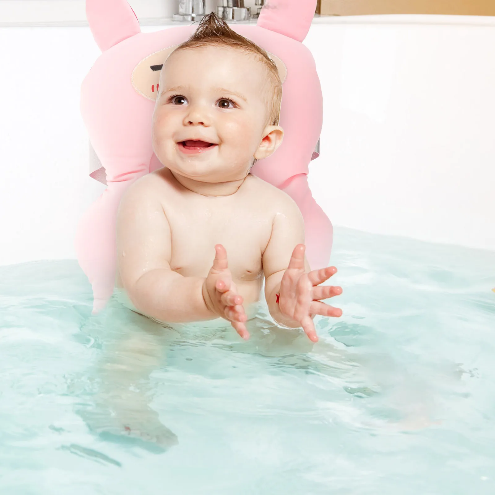 

Newborn Baby Bath Mat Pink Sponge Bathtub Cushion Anti Slip Shower Pad Safe Comfortable Infant Care