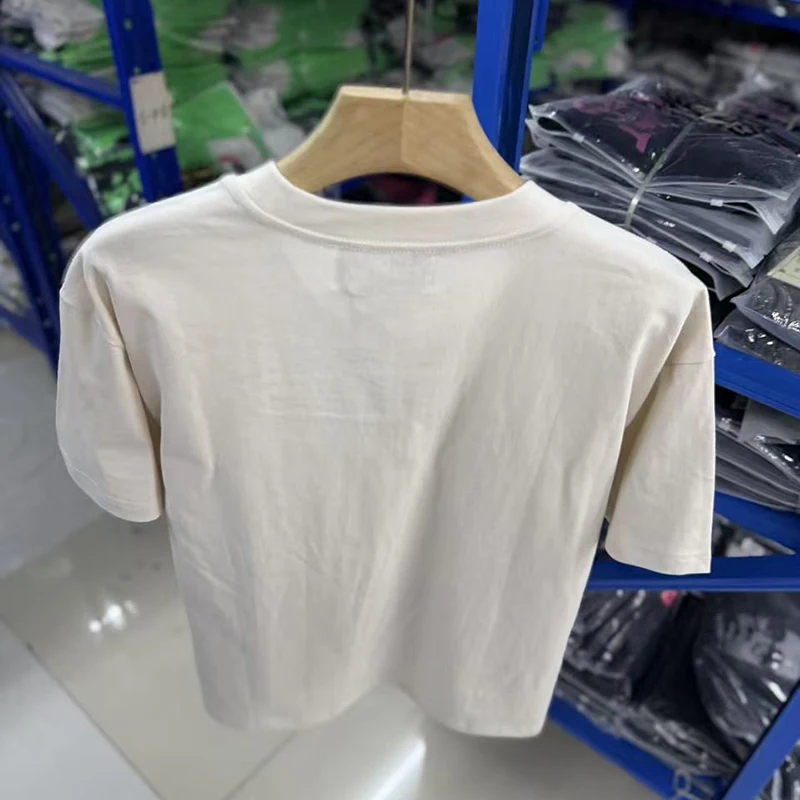 Streetwear Letter-print Short-sleeved T-shirt Men Women SATOSHI Retro Hip-hop Style Rotating Design Round-neck Top