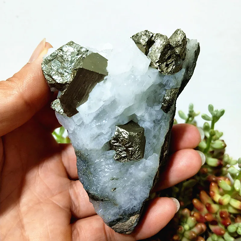 Natural Stones Pyrite And Crystal Syngenetic Ore Specimen With Natural Energy Healing Stones Feng Shui Crystal Room Decoration