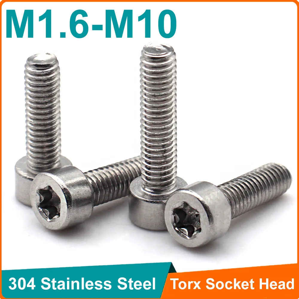 304 Stainless Steel Torx Six Lobe Socket Head Cap Screws Star Drive Machine Bolts M1.6 M2 M3 M4 M5 M6 M8 M10