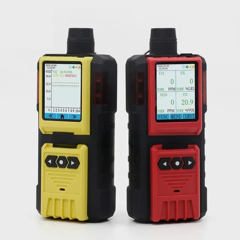 Portable Gas Detector Gas Clip 4 in 1 Gas Monitor Meter Tester Analyzer CO, H2S, O2 and LEL Gas Detector with Alarm