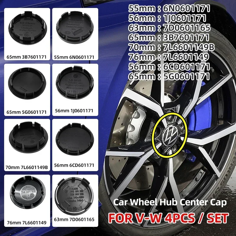 

4PCS 56mm 63mm 65mm 70mm Car Wheel Center Hub Caps Cover for VW Volkswagen Golf Polo Passat Touran CC B5 B6 B7 Jetta accessories
