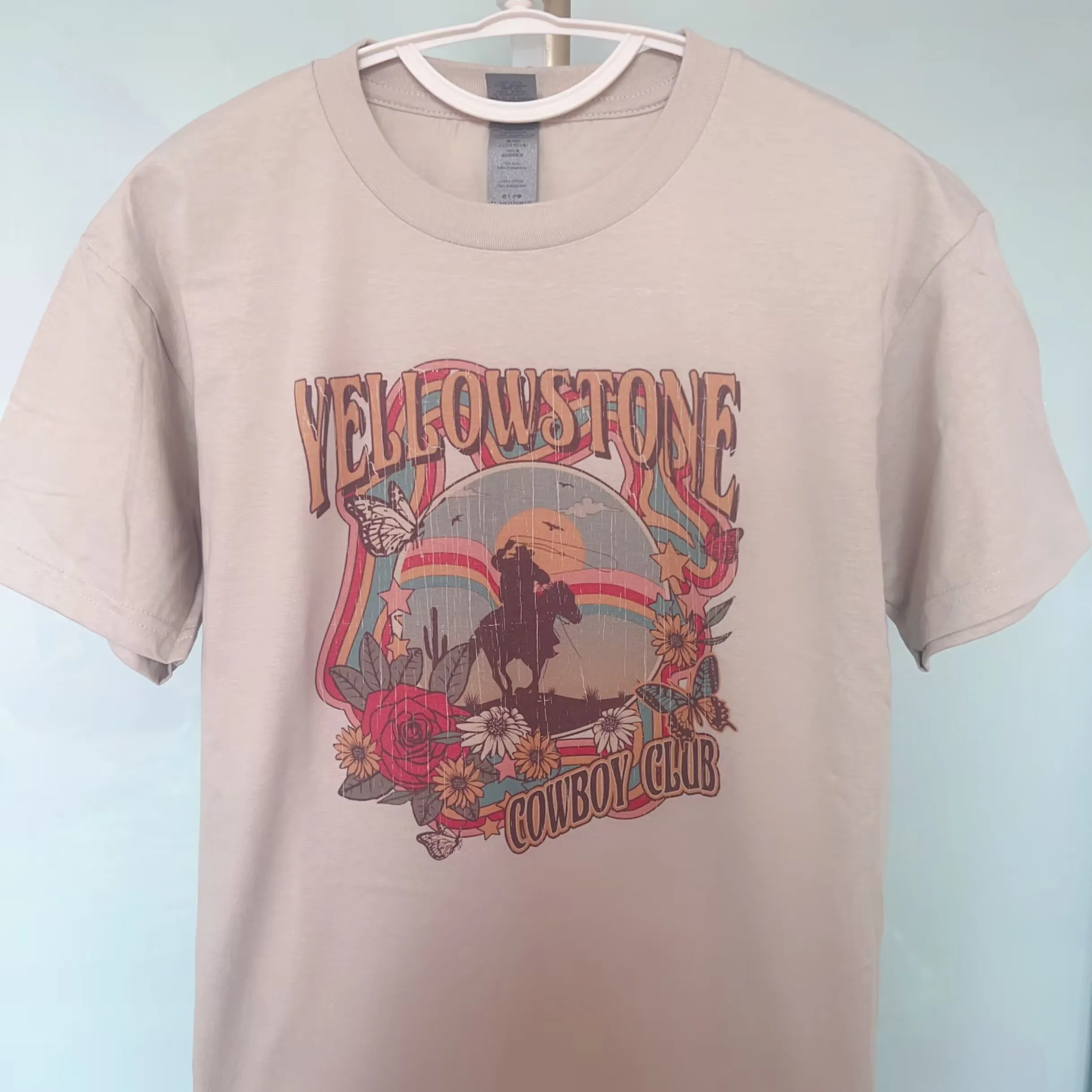 YellowStone Tshirt Western Tshirt  Flower  Print T Shirt Country Music Graphic T Shirts  Women T-shirts Retro Wallen Shirt Tops