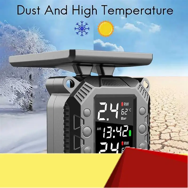 

Wireless Motorcycle TPMS Tire Pressure Monitoring System Solar External Sensor Temperature Monitor Water Proof-M53K