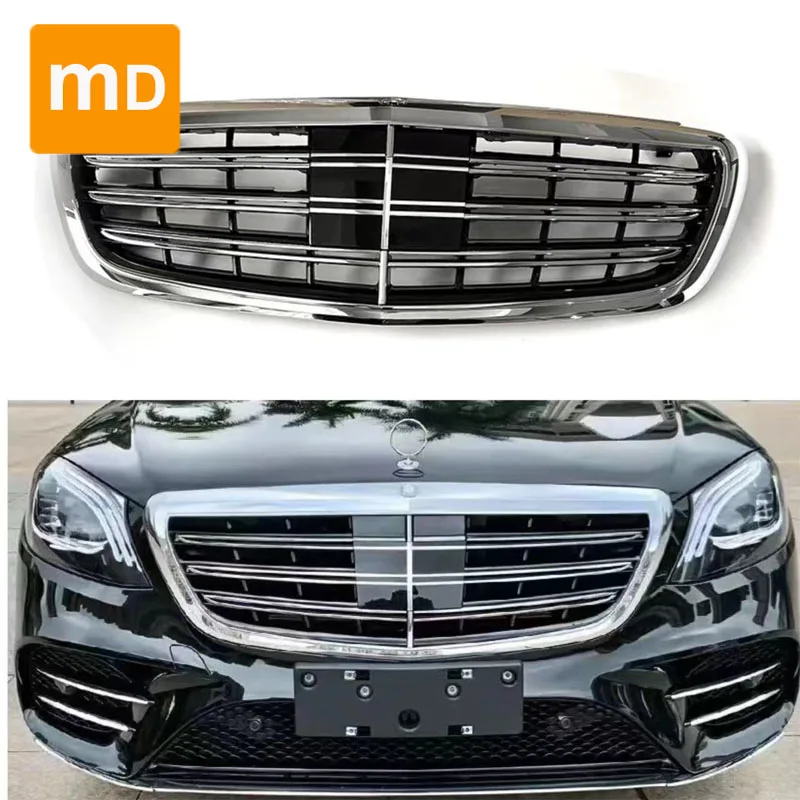 Glossy Black Radiator Grilles For 2014-2020 S-Class W222 Modified AMG Model Car Accessories