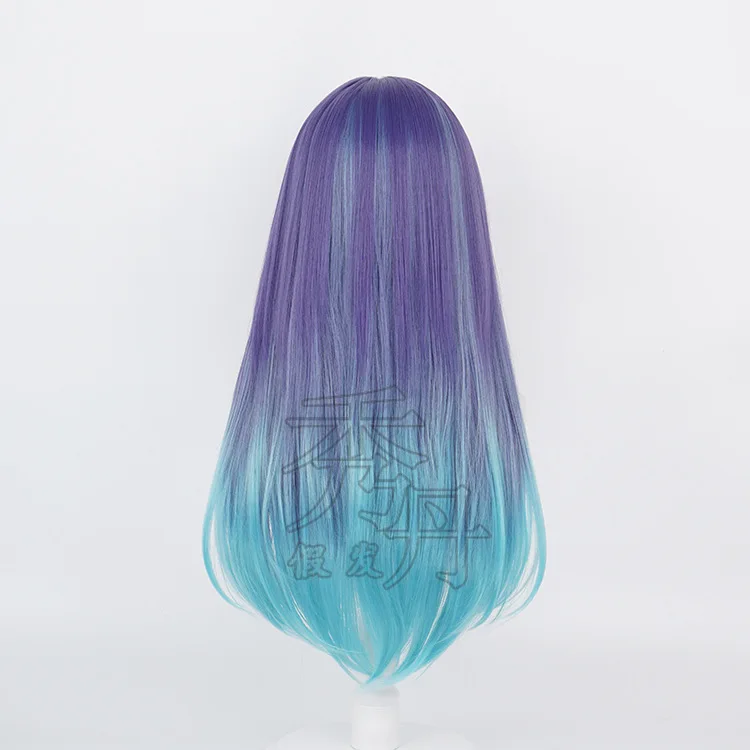 I Push The Child Kurokawa Akane Kurokawa Suono rosso Capelli lunghi Cos Viola Cambiamento graduale Parrucca cos per capelli lunghi lisci blu-verde
