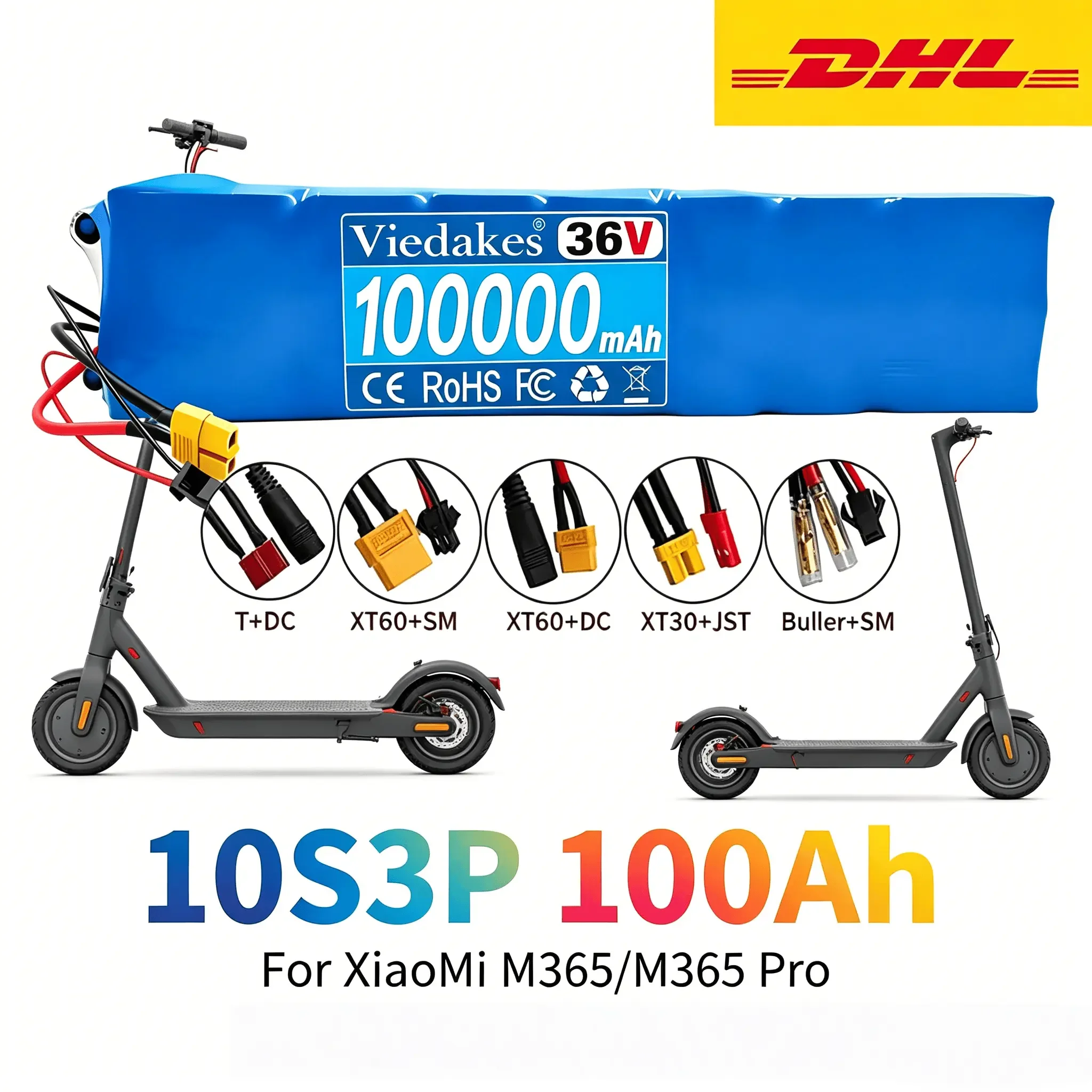

36V 100Ah 18650 Battery For XiaoMi M365 M365 Pro Electric Scooter With Built-in BMS