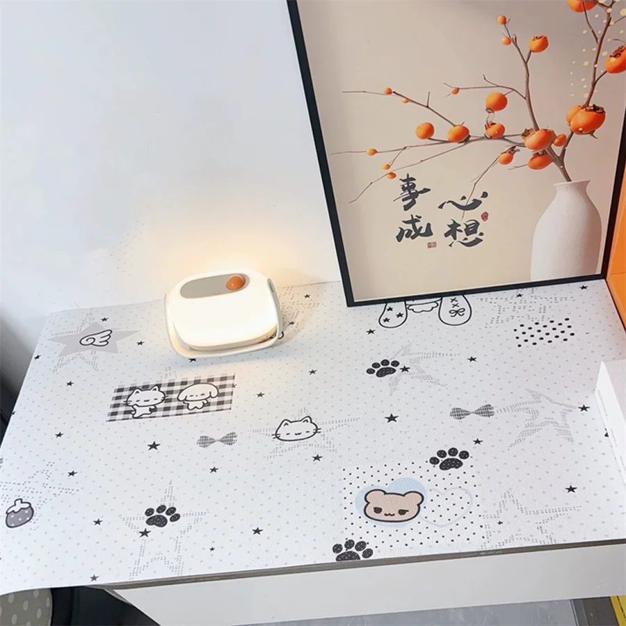 Korean INS Leather Table Mat Polka Dot Strawberry Rabbit Y2k Cute Mouse Pad Non-slip Oil Stain Resistance Desktop Protective Pad