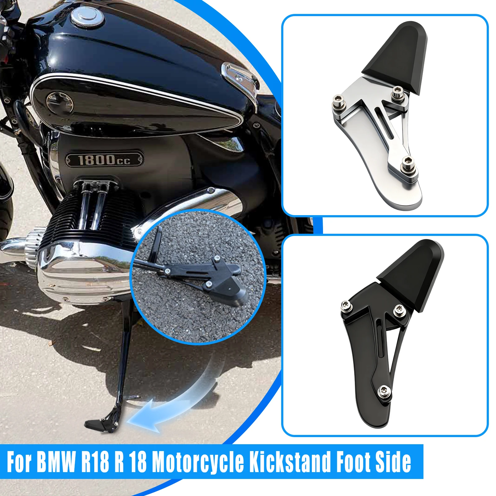 

Motorcycle Accessories Kickstand Extension Plate Enlarger Side Stand Support Pad For BMW R18 2020 2021 2022 Modified Parts
