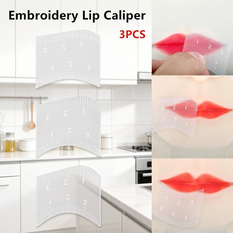 3Pcs Fast Drawing Lip Design Ruler, Professional Lip Mapping Tool, Practical Microblading Stencils for Beauty Makeup Salon