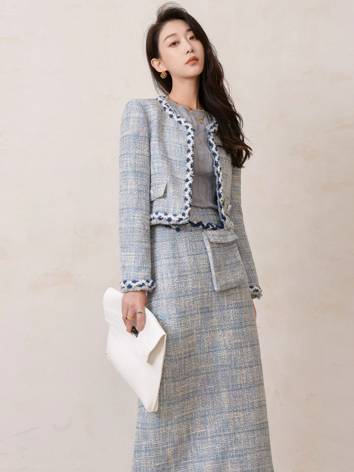

Ele Dragon Happin Lady Fraant Mist Charmer Celebri Coat Skirt Set Small Fraance Sle for Faion Women