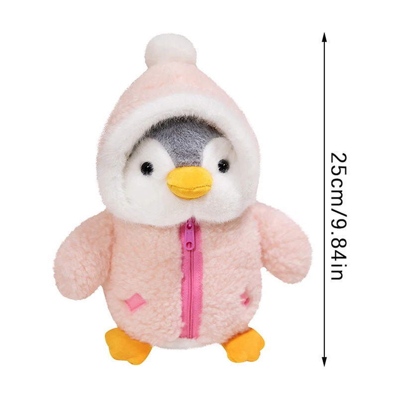 Schattige pinguïn knuffel baby troostende slaappop pluizige pinguïn dragen kleding hoeden knuffeldier kussen verjaardagscadeau