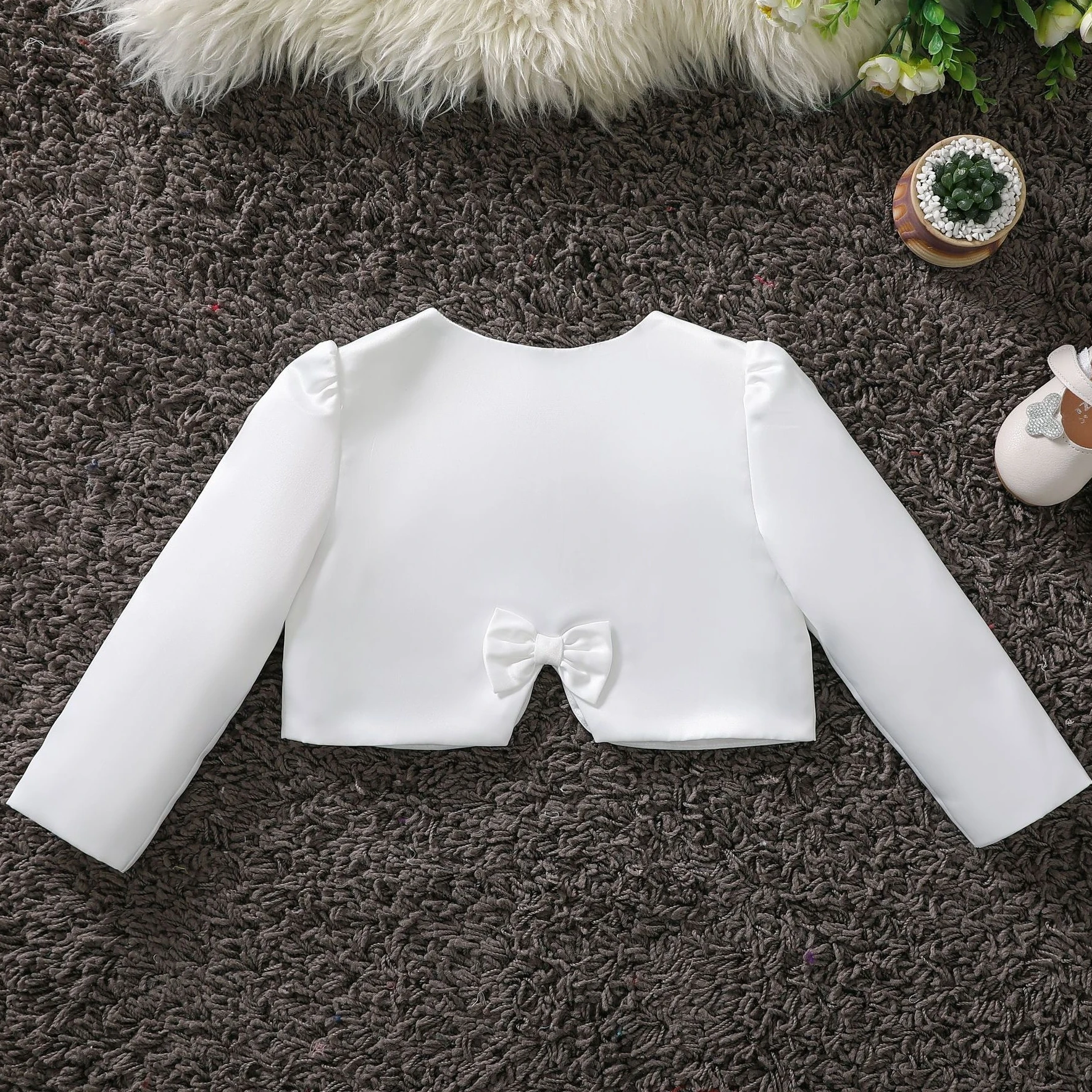 1-12yrs White Bow Girls Cardigan Thin Summer Jacket Full Sleeve Children Coat 3 4 5 6 7 8 9 10 12 Years Old Kids Clothes 215381