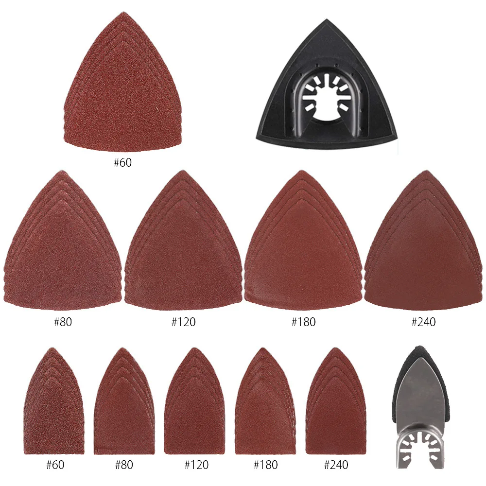 102Pcs Triangle Finger Sanding Pads Oscillating Multi Tool Sandpaper Fit Dewalt Makita Bosch Ryobi Craftsman Rockwell