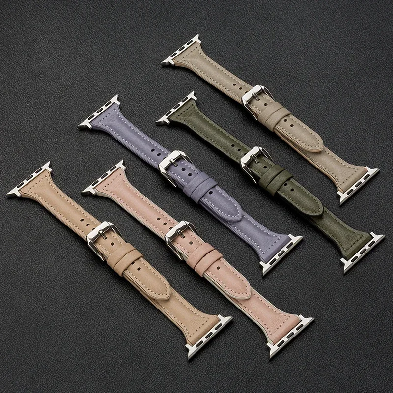 Тонкий кожаный ремешок для Apple Watch ремешки 45 мм 44 мм 40 мм 41 мм 42 мм 46 мм Ultra 2 49 мм 44 мм Браслет apple watch 10 9 8 7 se 5 6 4