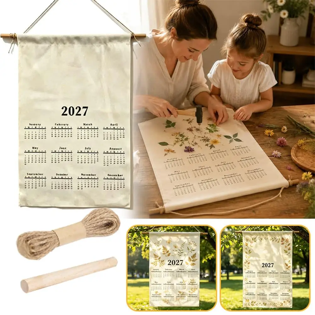2027 Wall Calendar Fabric Calendar Poster Hanging Canvas Calendars Scrolls for Classroom Living Room Home Office Decoration