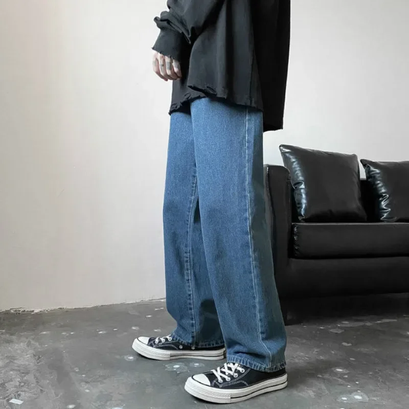 2021 가을 남성 청바지 남성 바지 통기성 느슨한 모든 경기 한국 유행 Streetwear 학생 캐주얼 데님 바지 넓은 다리