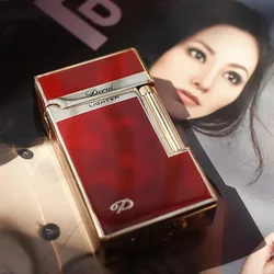 Genuine Steel Tone Loud Lighter Gas Inflatable Open Flame Metal Side Sliding Cigarette Lighter for Boyfriend Husband Gift Box