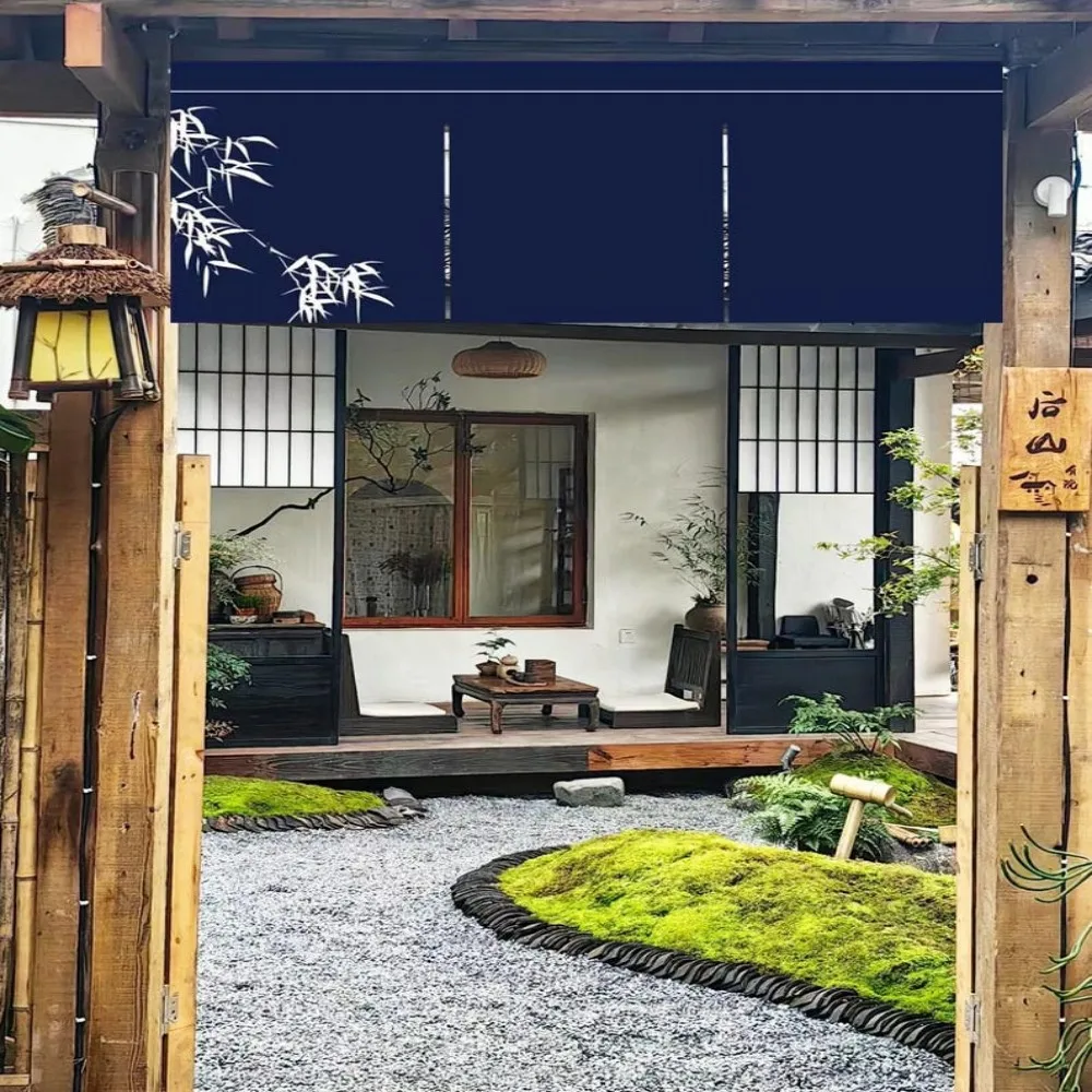 VIKAMA Japanese Noren Door Curtain Traditional Short Half Chinese Ink Wash 20+ Designs for Kitchen Entrance Home Decor