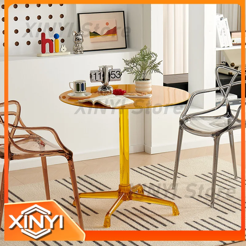 Acrylic Transparent Clover-Shaped Nordic Meeting Table for Home Cafe Bubble Tea Shop Creative Eames Style Dining Table