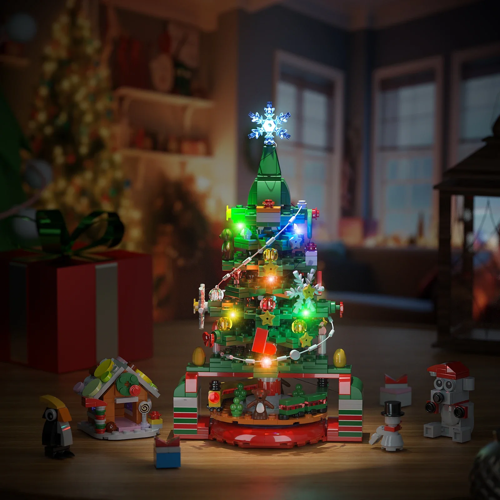 Christmas Tree Building Blocks Set with LED Lights Christmas Building Brick Stocks Toys for Kids Xmas Gifts for Boys Girls Adult